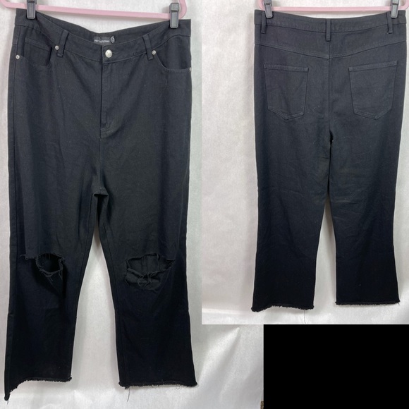 Pretty Little Thing Distressed Straight Jeans M - Picture 2 of 9
